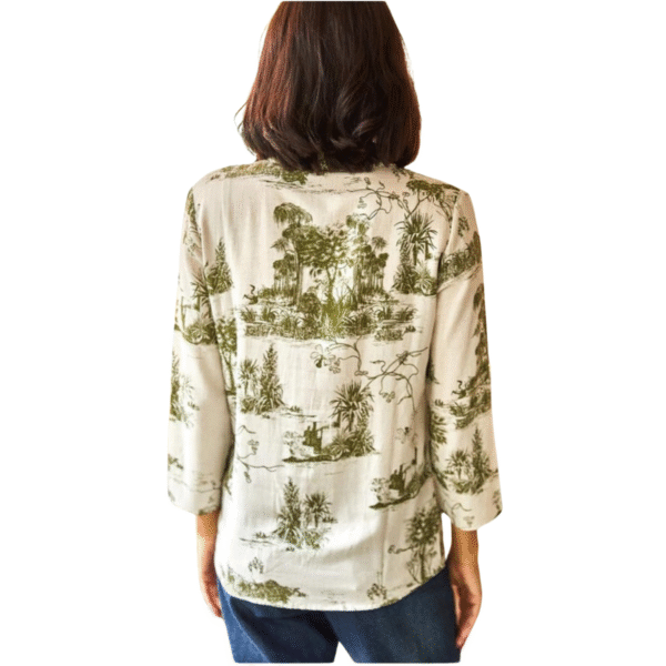 Cassime Women's Nostalgic Forest Green Patterned Viscose Shirt Buttoned