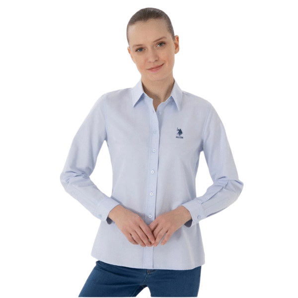 Women's Light Blue Long Sleeve Basic Shirt