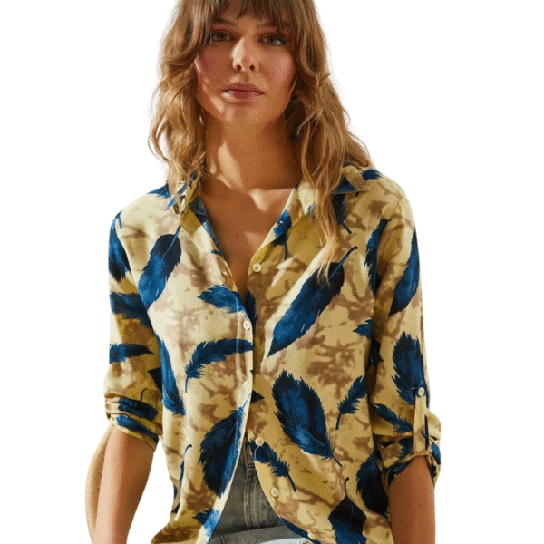 Bianco Luciadın Multi Patterned Folded Sleeve Shirt