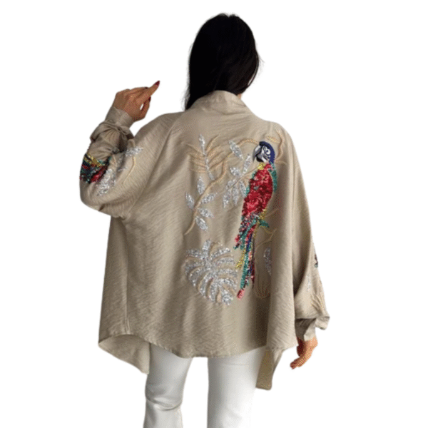 Neomod Sequin and Embroidery Kimono Shirt